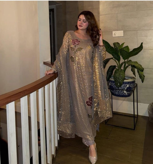 Nureh Inspired Luxury Chiffon 3-Piece Suit – Tailor Stitched