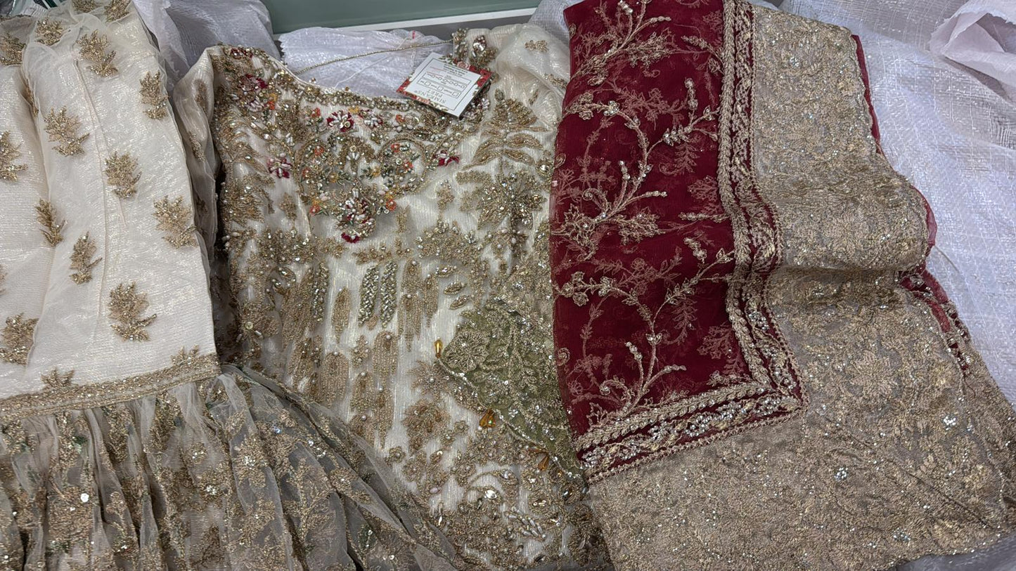 Imrozia by Simran’s – 3 Piece Heavy Embroidered Gharara Suit | Luxury Wedding Collection