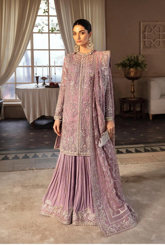 SORAYA | SEHR ( inspired) 3pcs beautiful heavy embroidered wedding collection…comes with crushed silk sharara (same as model)