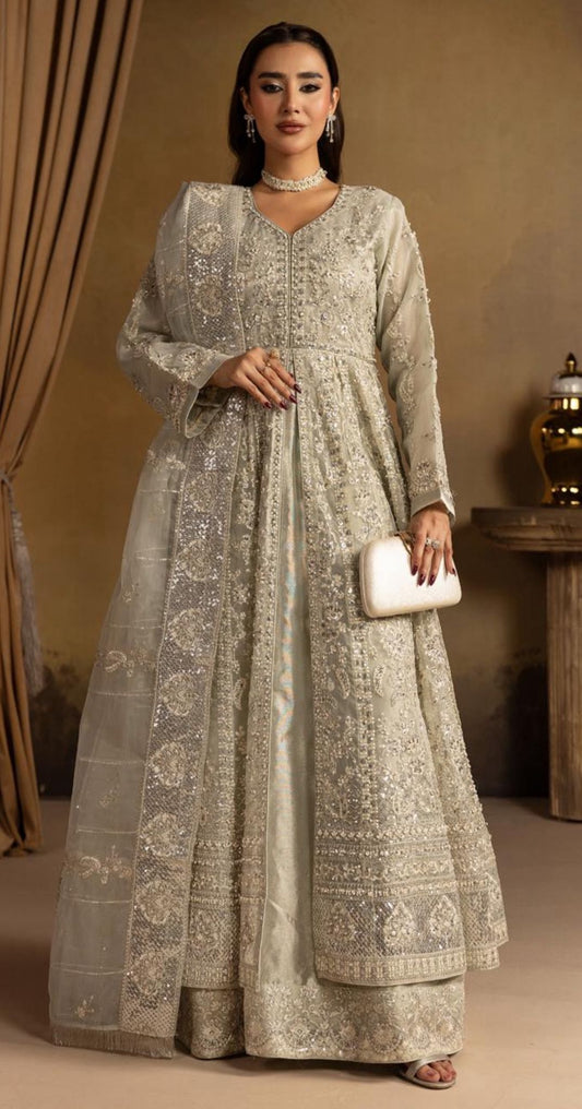 Luxury Heavy Embroidered Organza 3-Piece Maxi Dress – Wedding & Party Wear Collection