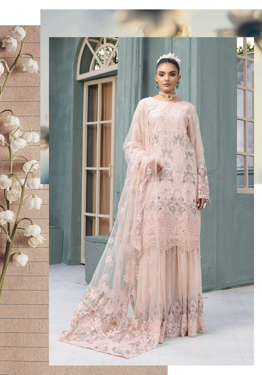 Flossie By Simran’s – 3 Piece Chiffon Embroidered Suit | Sizes S–2XL