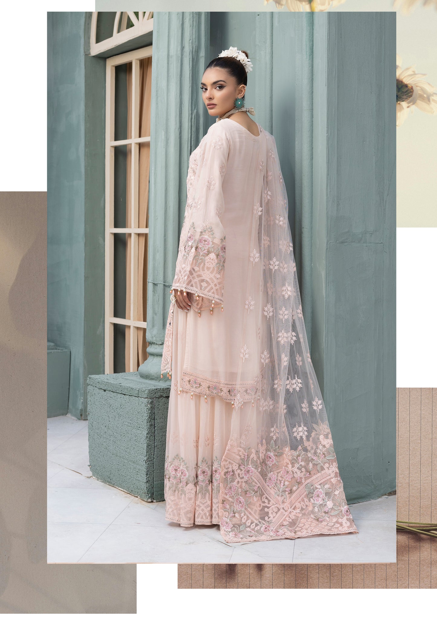 Flossie By Simran’s – 3 Piece Chiffon Embroidered Suit | Sizes S–2XL