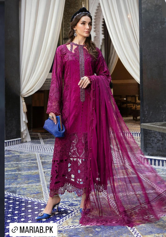 Maria B Inspired Luxury Lawn 3-Piece Suit – Elegant Summer Edition | Size S