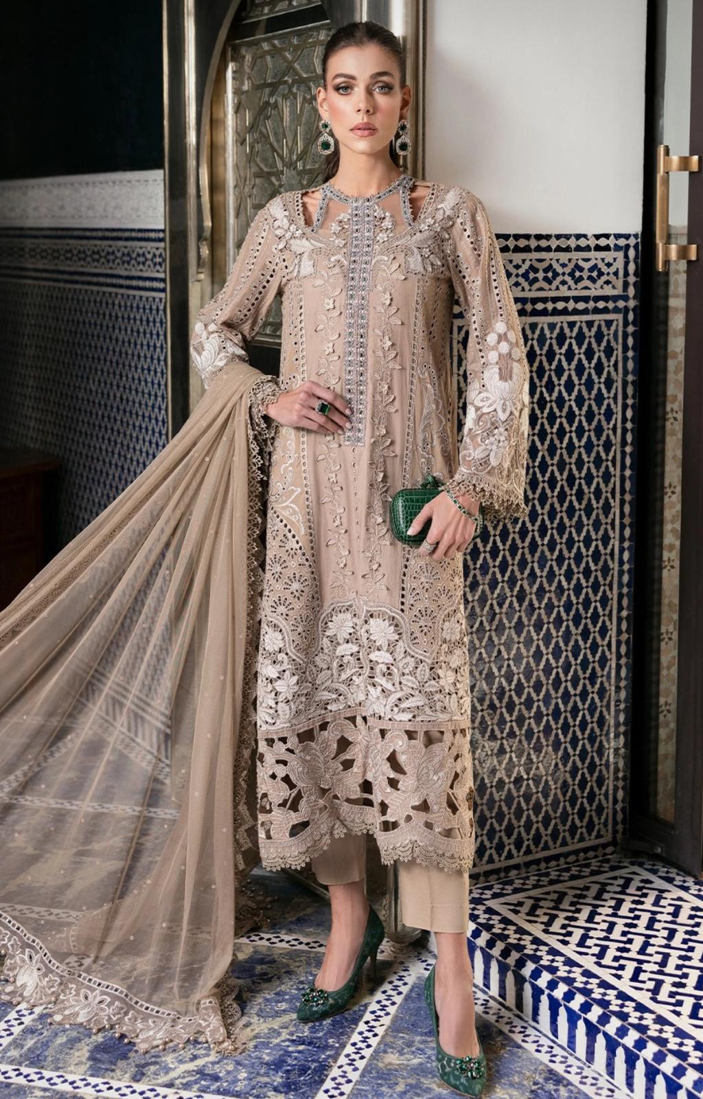 Maria B Inspired Luxury Lawn 3-Piece Suit – Elegant Summer Edition | Size S