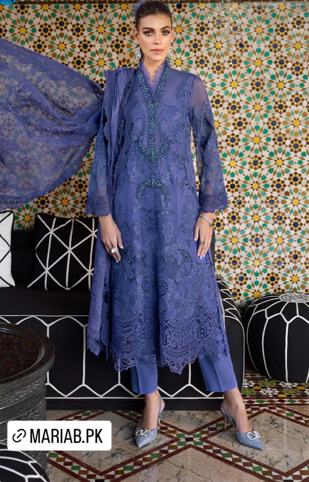 Maria B Inspired Luxury Lawn 3-Piece Suit – Elegant Summer Edition | Size S