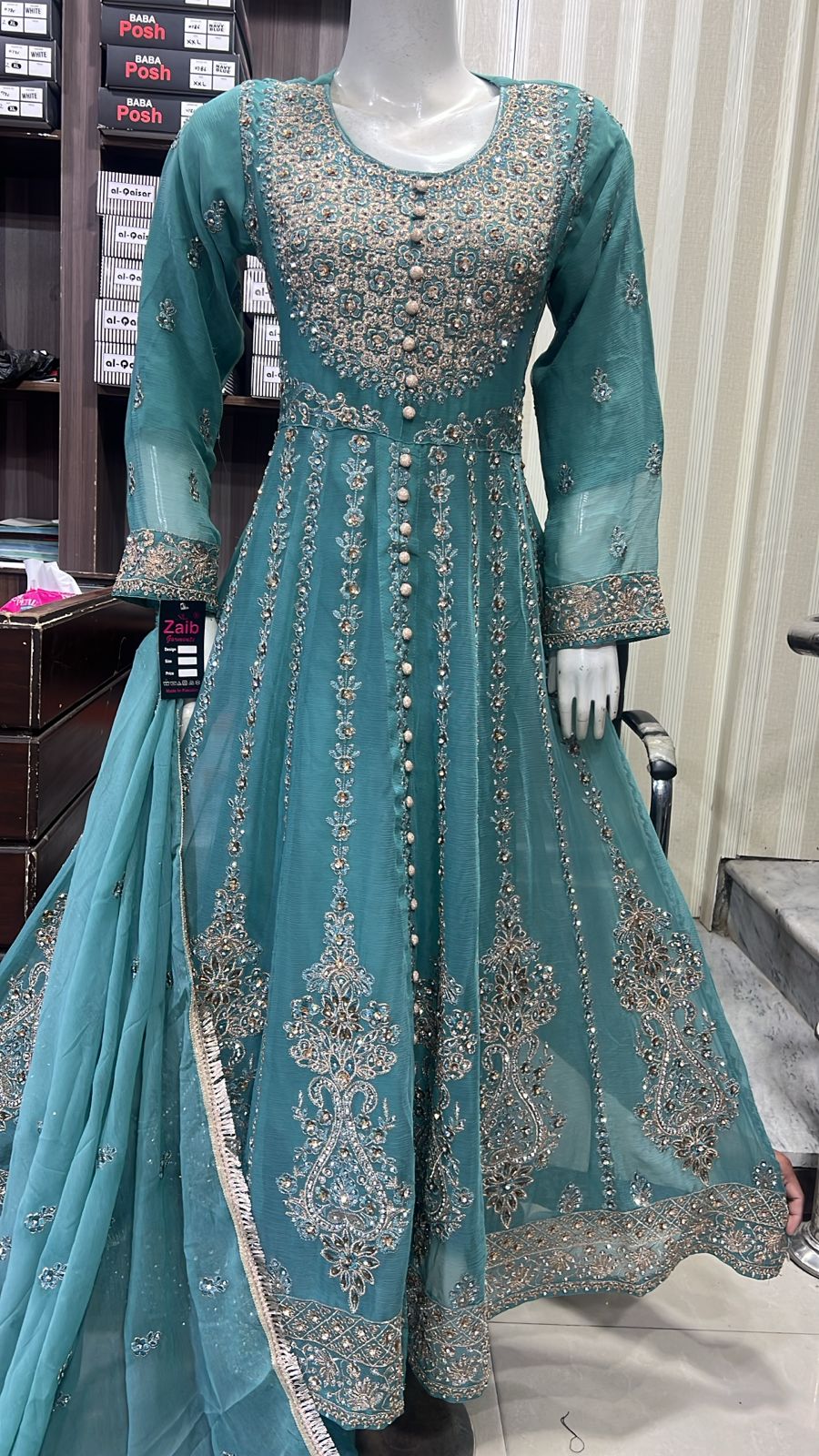 Beautiful Heavy Embroidered Chiffon Maxi – Luxury Wedding Collection (Size S–XL)”