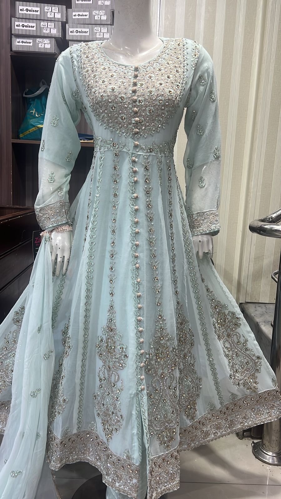 Beautiful Heavy Embroidered Chiffon Maxi – Luxury Wedding Collection (Size S–XL)”