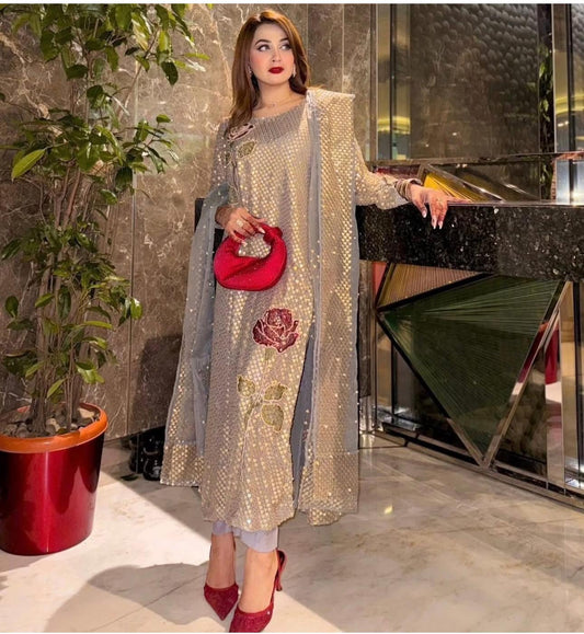 Nureh Inspired Luxury Chiffon 3-Piece Suit – Tailor Stitched