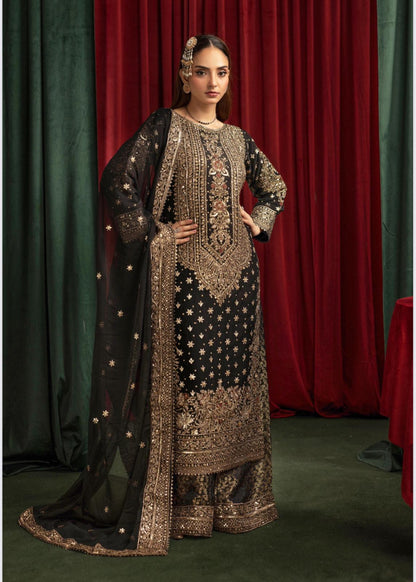 Ashiana Wedding Collection by Simran’s – 3-Piece Heavy Embroidered Chiffon Suit (Sizes S–XL)