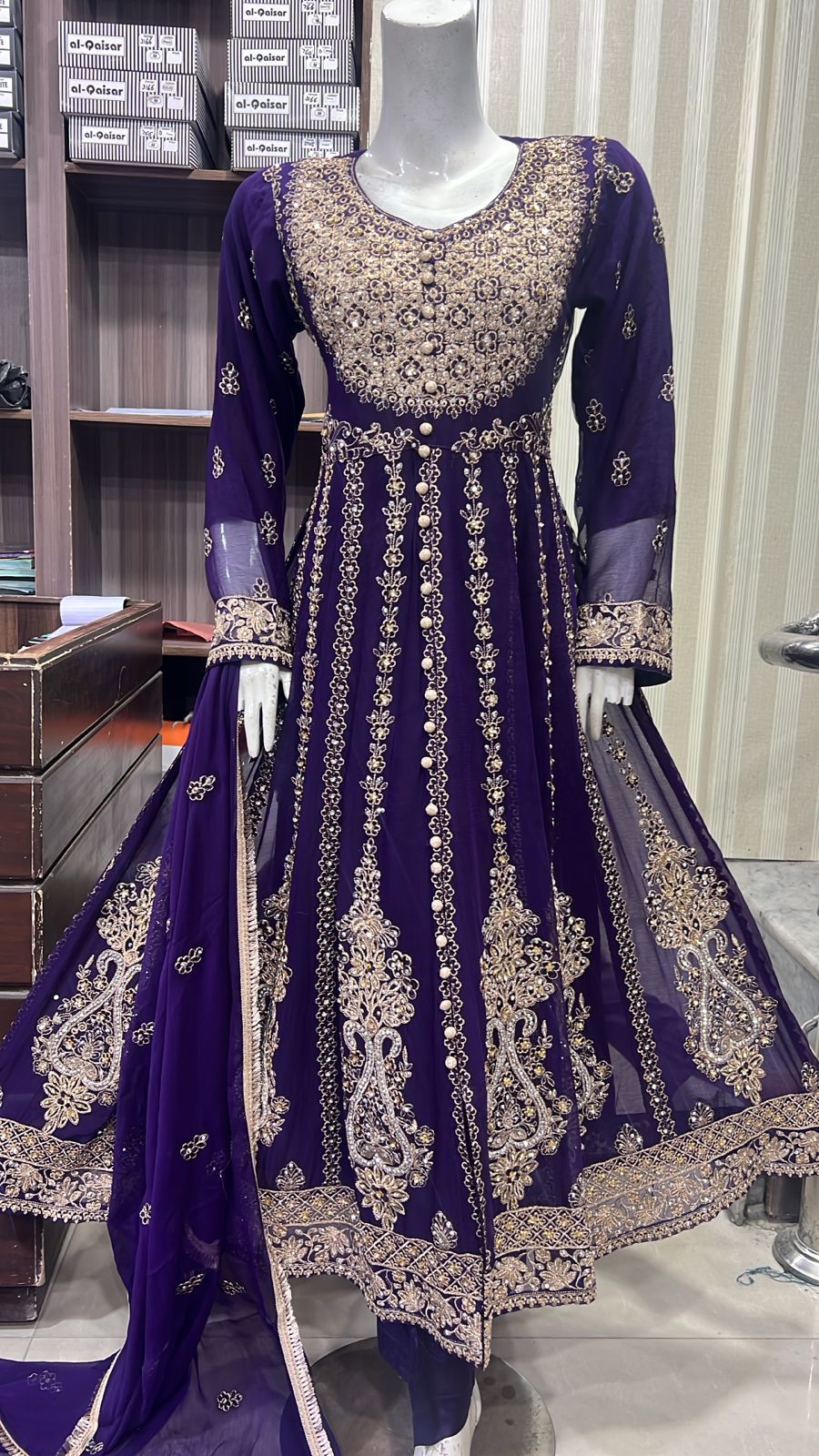 Beautiful Heavy Embroidered Chiffon Maxi – Luxury Wedding Collection (Size S–XL)”