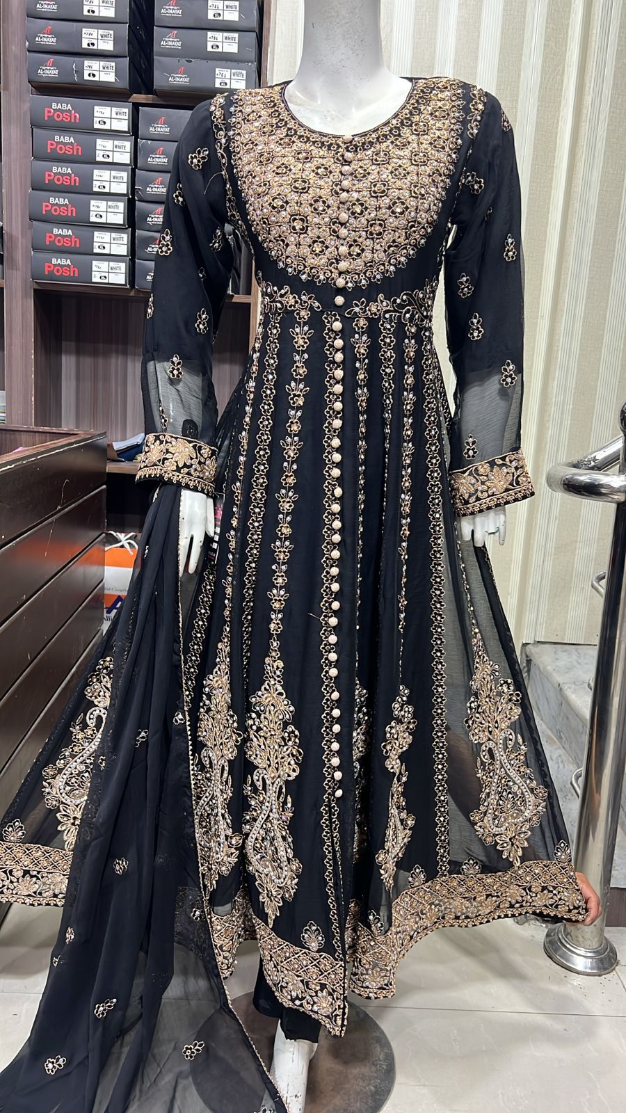 Beautiful Heavy Embroidered Chiffon Maxi – Luxury Wedding Collection (Size S–XL)”