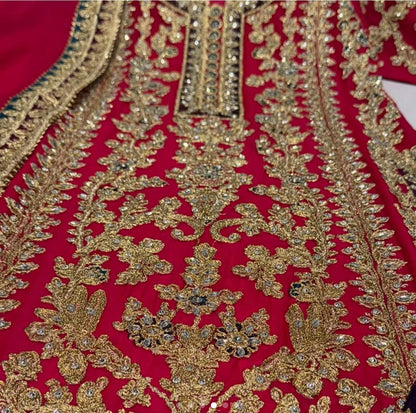 Haseen’s Inspired – Heavy Embroidered Chiffon Plazo Suit | Wedding Collection | Elegant Formal Wear