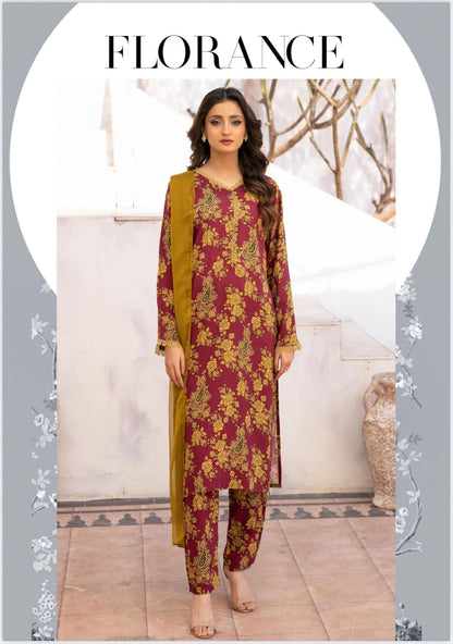 Mariyah by Simrans-3-pcs Lilen Prints Collection