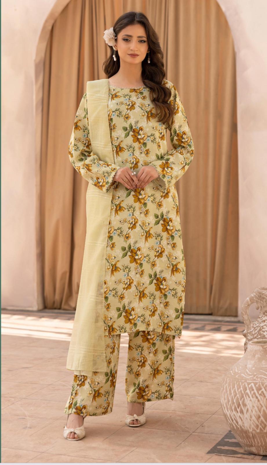 Mariyah by Simrans-3-pcs Lilen Prints Collection