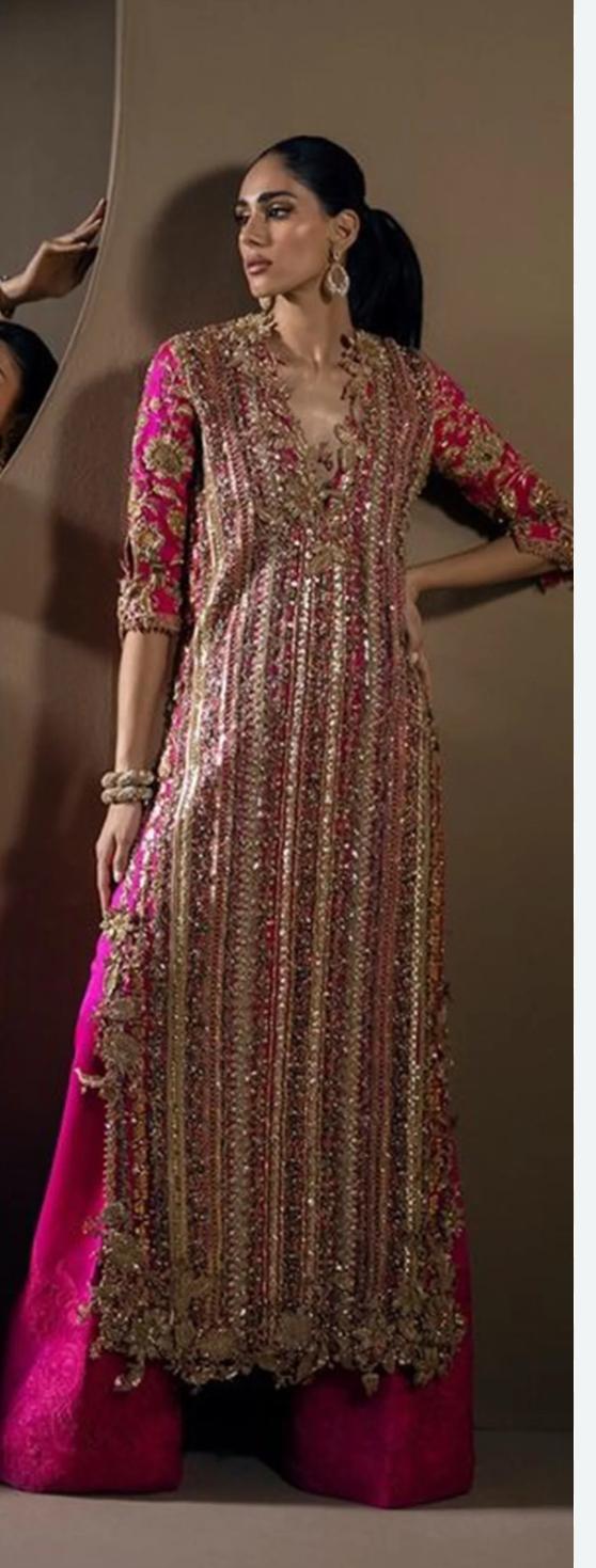 Sana Safinaz- (Inspired) 3pcs Heavy Embroided Wedding Collection with Embroided Sharara-“Please ensure the product is returned within 24 hours, unused and in original packaging.”