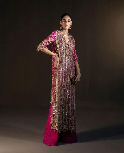 Sana Safinaz- (Inspired) 3pcs Heavy Embroided Wedding Collection with Embroided Sharara-“Please ensure the product is returned within 24 hours, unused and in original packaging.”
