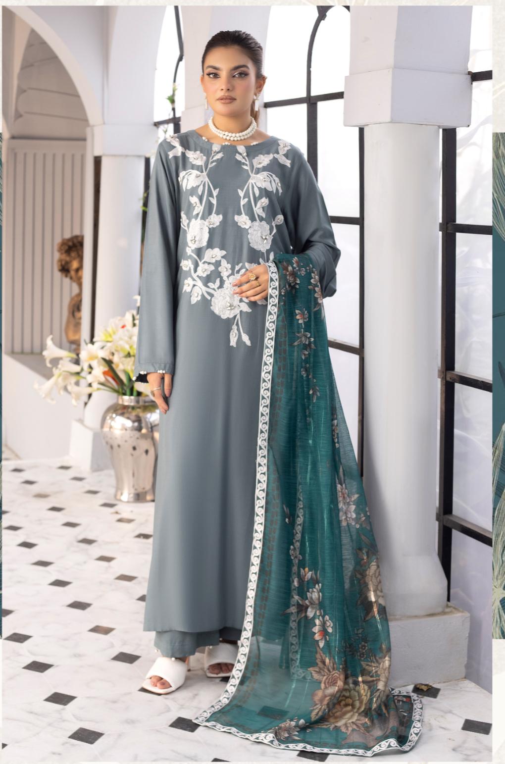 Olivia Linen by Simran’s – 3 Piece Soft Linen Suit | Winter Collection | Sizes S–XL
