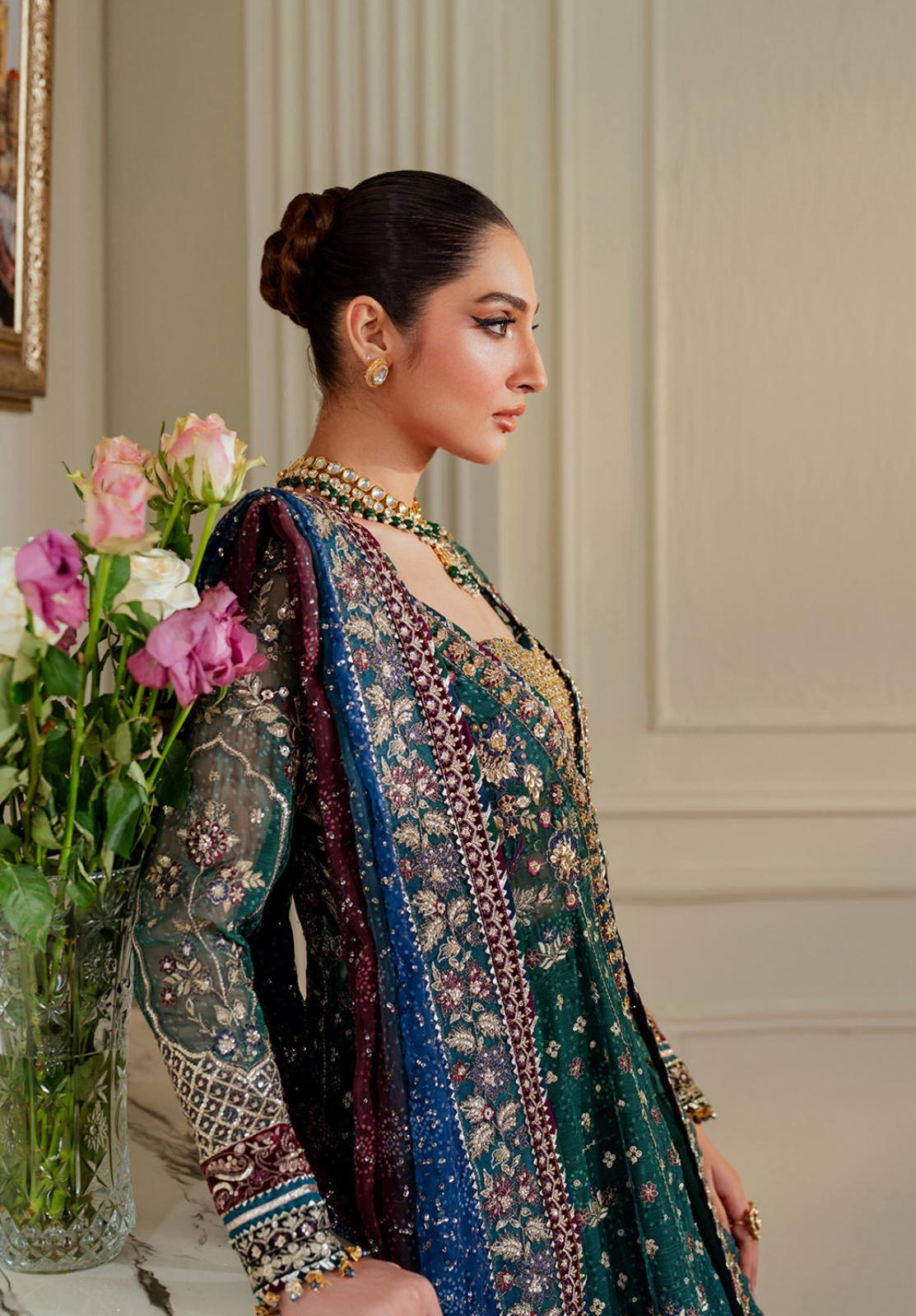 Baroque 3 pcs Chiffon Heavy Embroided Maxi comes with Sharara same as Model-“Please ensure the product is returned within 24 hours, unused and in original packaging.”