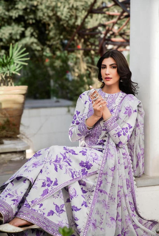 Aneela's Inspired 3 Piece Lawn Suit with Shiffon Duppatta-