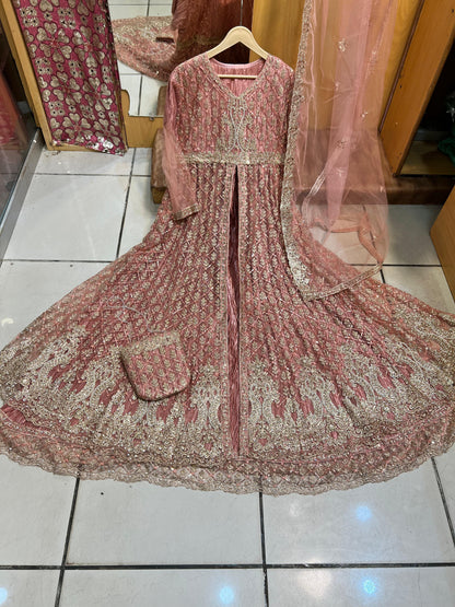 Luxury Double-Layer Embroidered Maxi Set with Matching Potli Bag & Free Gift – Timeless Elegance