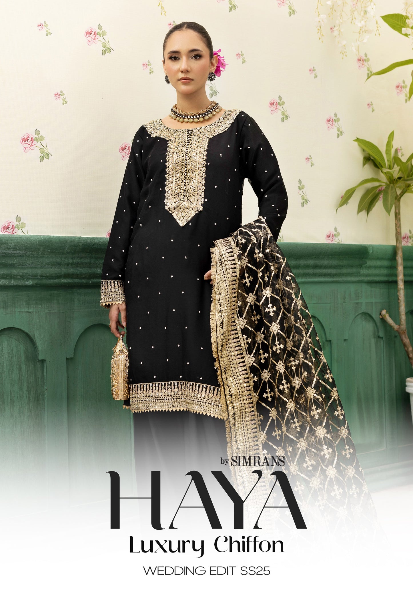 Haya by Simrans – Luxury Chiffon Wedding Collection 3 Piece Farrshi Shalwar Suit (Sizes S–XL)