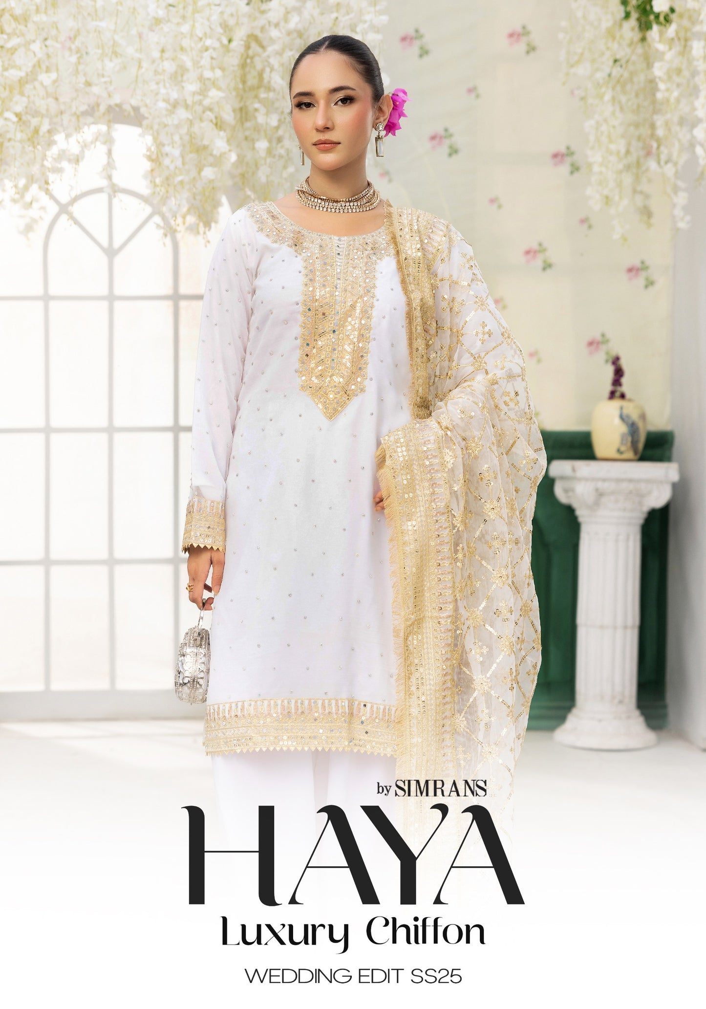 Haya by Simrans – Luxury Chiffon Wedding Collection 3 Piece Farrshi Shalwar Suit (Sizes S–XL)