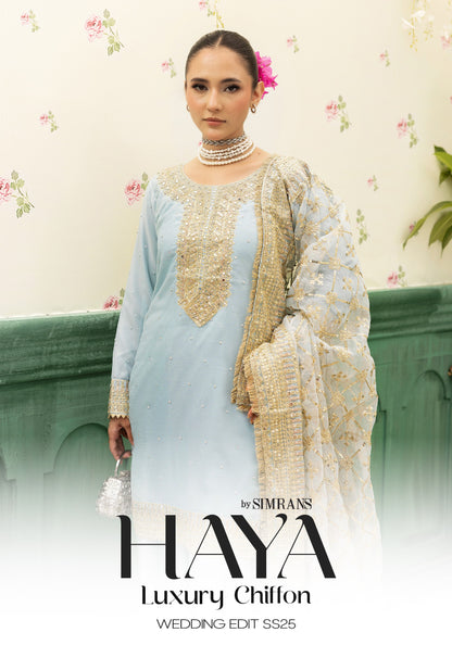 Haya by Simrans – Luxury Chiffon Wedding Collection 3 Piece Farrshi Shalwar Suit (Sizes S–XL)