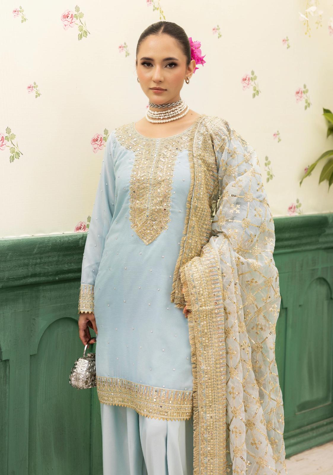 Haya by Simrans – Luxury Chiffon Wedding Collection 3 Piece Farrshi Shalwar Suit (Sizes S–XL)