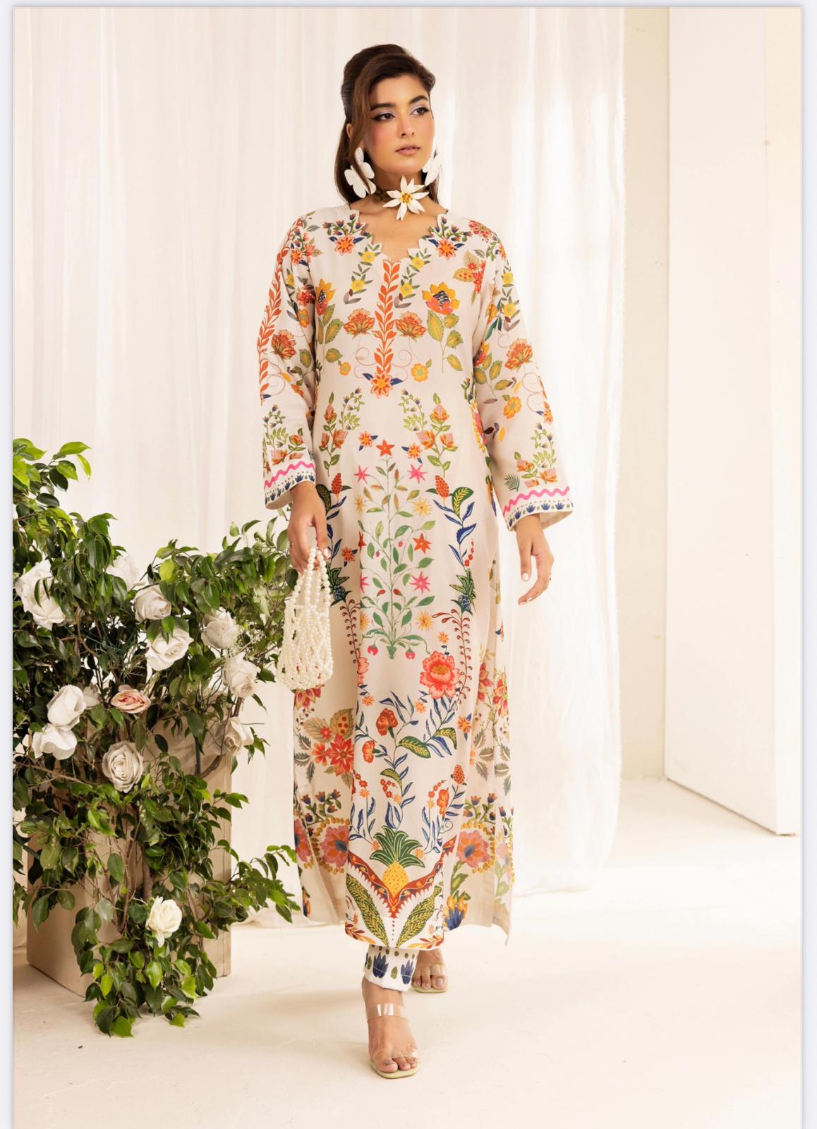 Chic Modest by Simran's – Kanwak Malik Silk Prints in Lawn 2 Piece Suit | Sizes S–XL