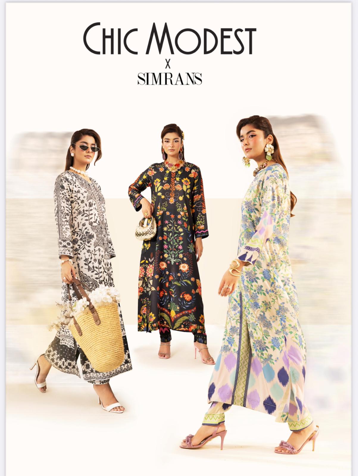 Chic Modest by Simran's – Kanwak Malik Silk Prints in Lawn 2 Piece Suit | Sizes S–XL