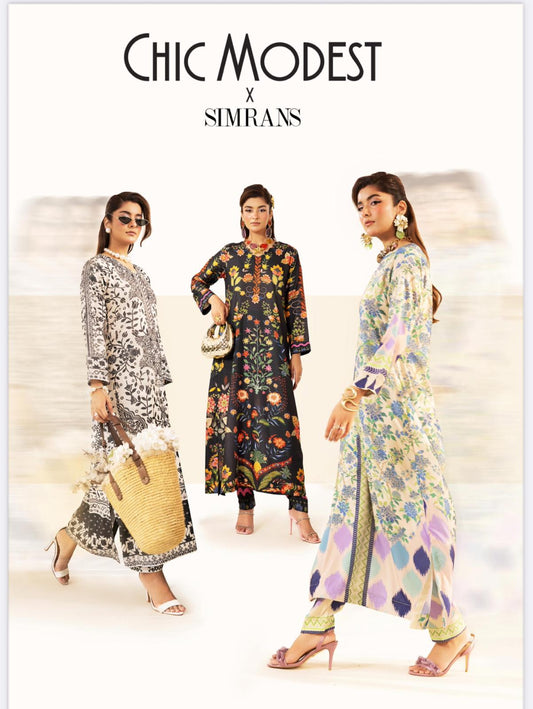 Chic Modest by Simran's – Kanwak Malik Silk Prints in Lawn 2 Piece Suit | Sizes S–XL