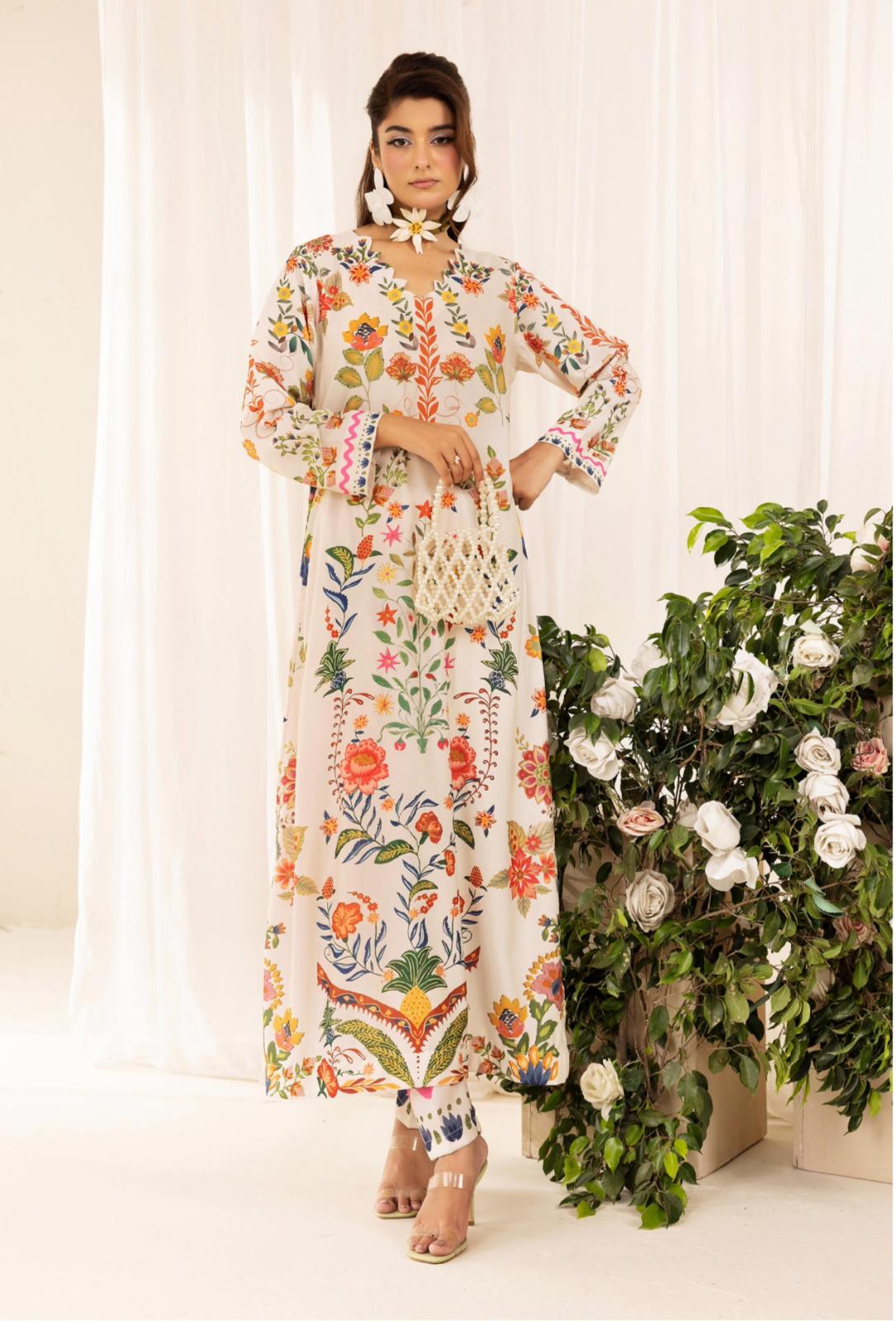 Chic Modest by Simran's – Kanwak Malik Silk Prints in Lawn 2 Piece Suit | Sizes S–XL