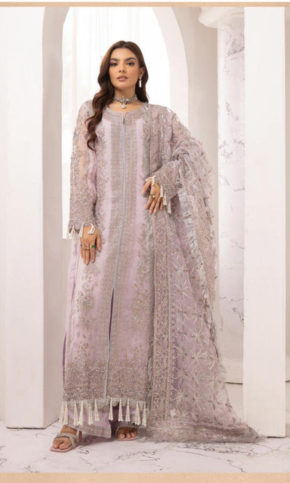 Nureh By Simran’s – 3 Piece Organza Heavy Embroidered Wedding Collection | Sizes S–XL