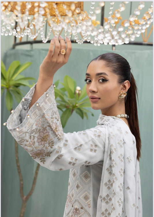 Flossie By Simran’s – 3 Piece Chiffon Embroidered Suit | Sizes S–2XL