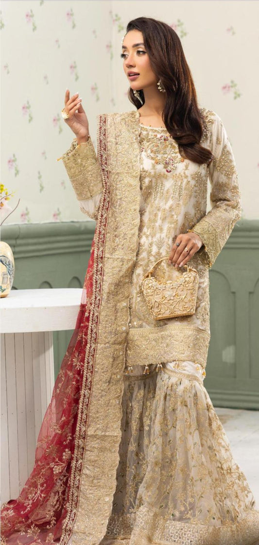 Imrozia by Simran’s – 3 Piece Heavy Embroidered Gharara Suit | Luxury Wedding Collection