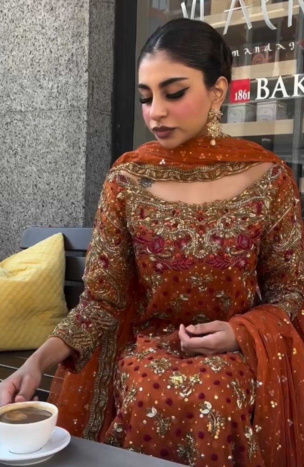 Haris Shakeel (INSPIRED) …3pcs Beautiful heavy embroidered wedding collection silk suit with net duppatta..