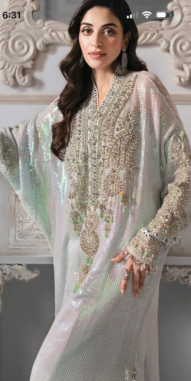 Maria B ( inspired) 3pcs beautiful heavy embroidered chiffon suit..