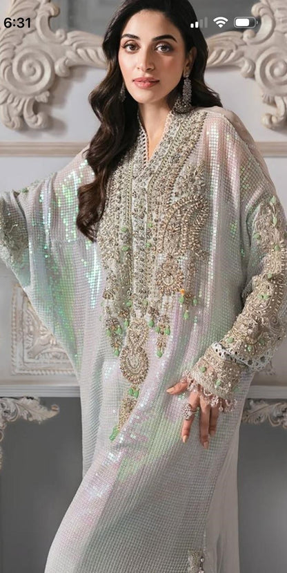 Maria B ( inspired) 3pcs beautiful heavy embroidered chiffon suit..