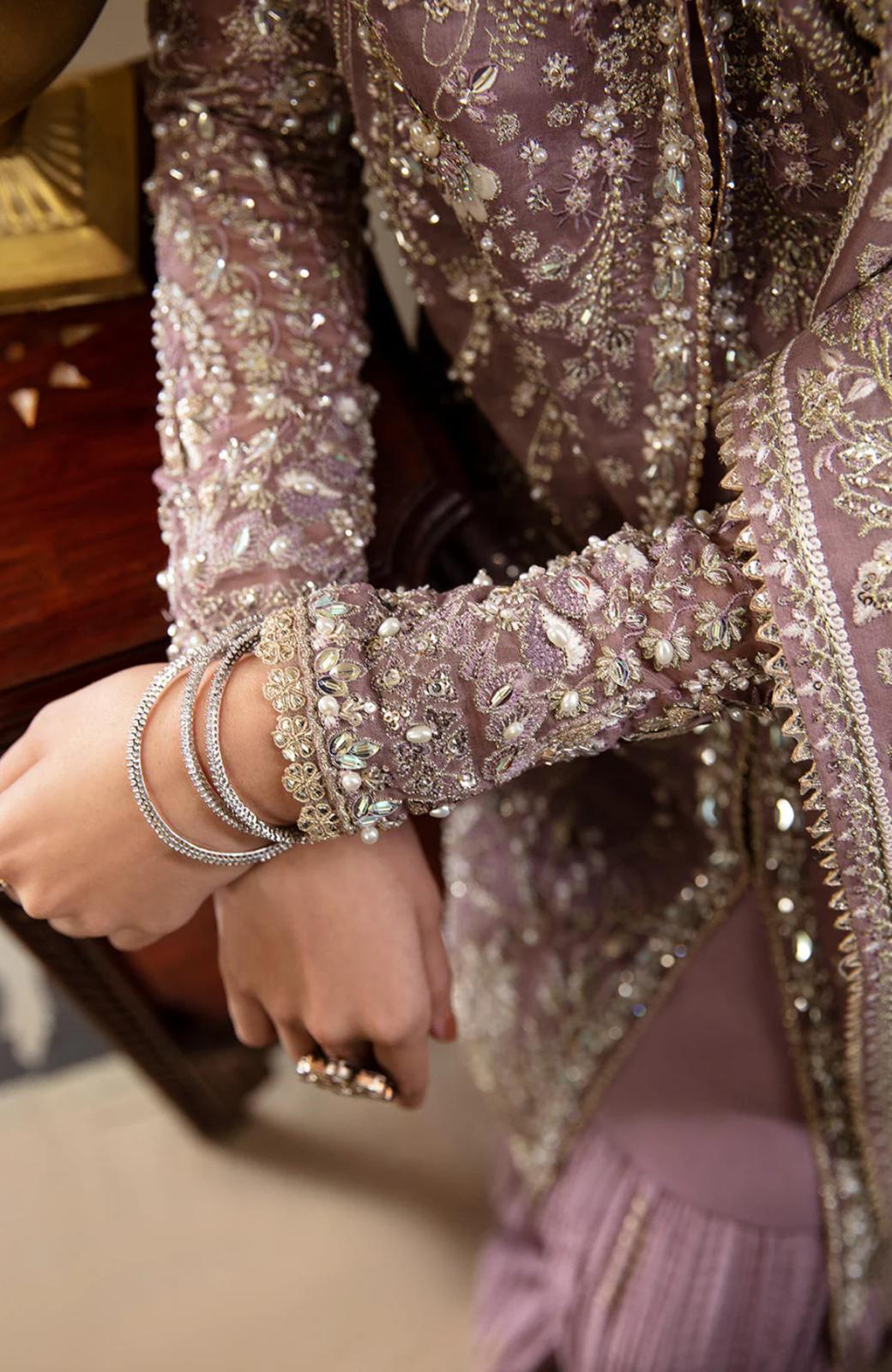 SORAYA | SEHR ( inspired) 3pcs beautiful heavy embroidered wedding collection…comes with crushed silk sharara (same as model)