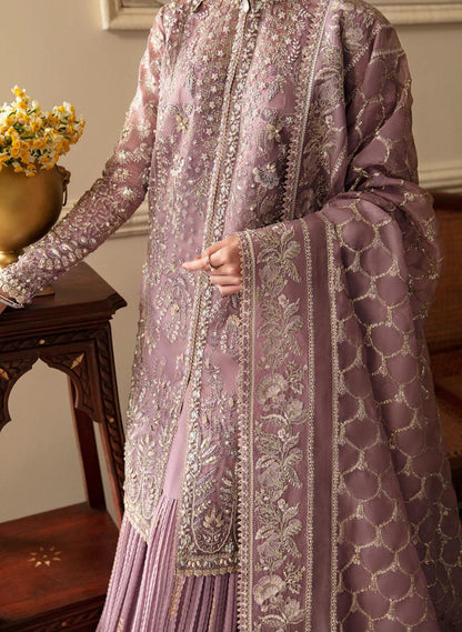 SORAYA | SEHR ( inspired) 3pcs beautiful heavy embroidered wedding collection…comes with crushed silk sharara (same as model)