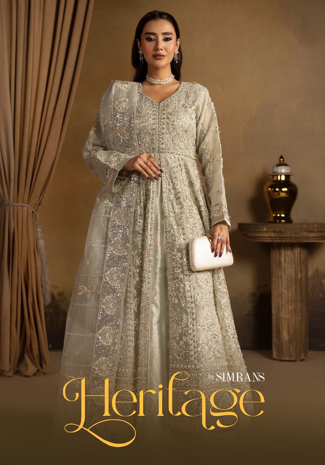 Luxury Heavy Embroidered Organza 3-Piece Maxi Dress – Wedding & Party Wear Collection