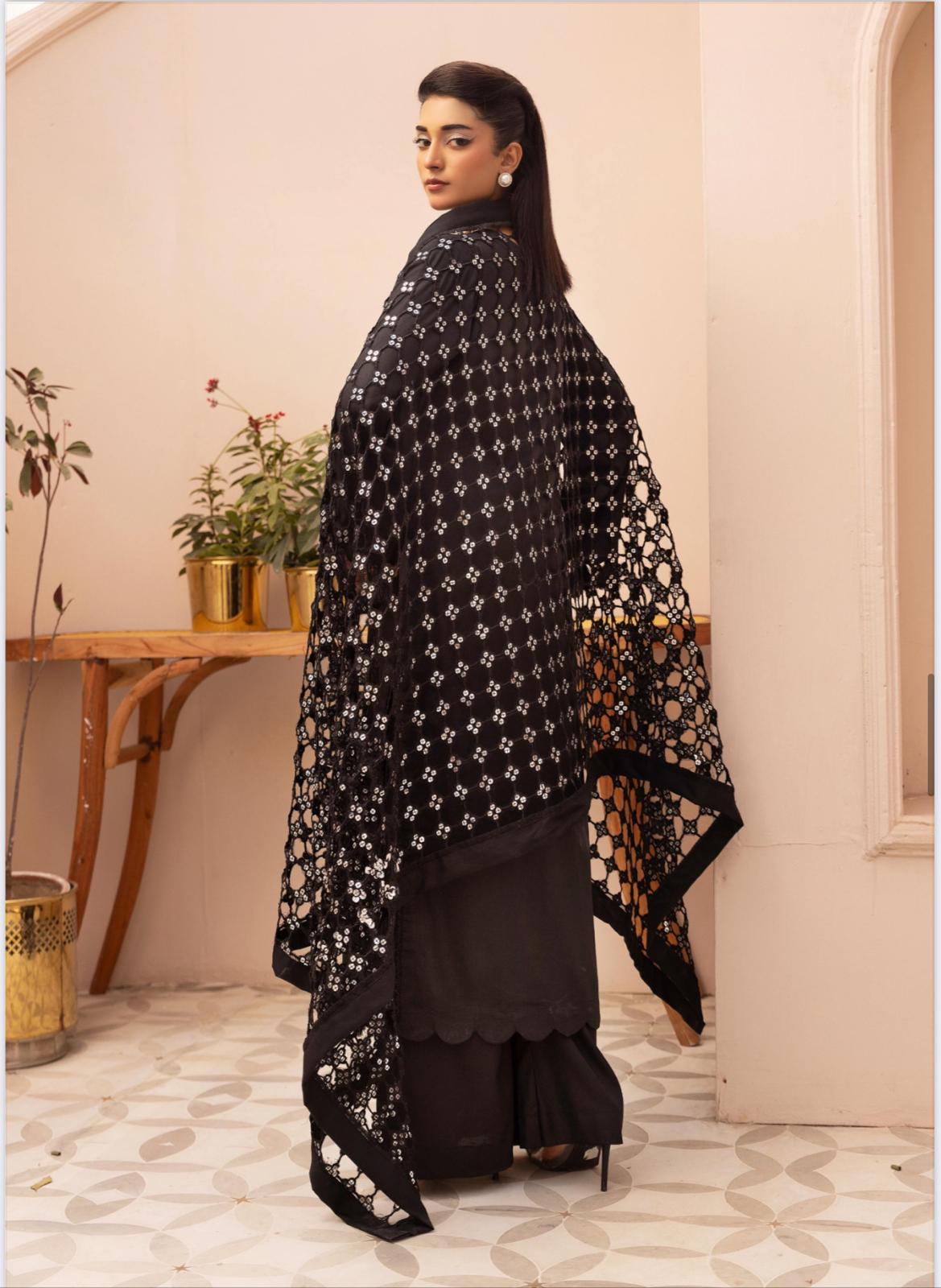 Premium Winter Dhunak 3-Piece Suit with Maria B Inspired Sheesh Dupatta – Luxury Winter Collection