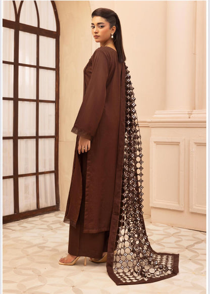 Premium Winter Dhunak 3-Piece Suit with Maria B Inspired Sheesh Dupatta – Luxury Winter Collection