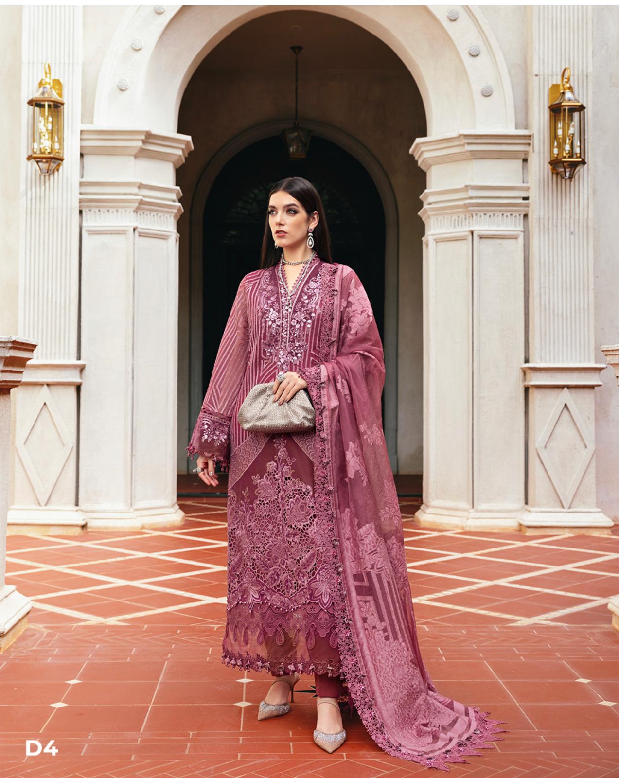 D4 Maria B (Inspired) – Pink Soft Organza Winter Luxe Collection 2025 | Small to XL