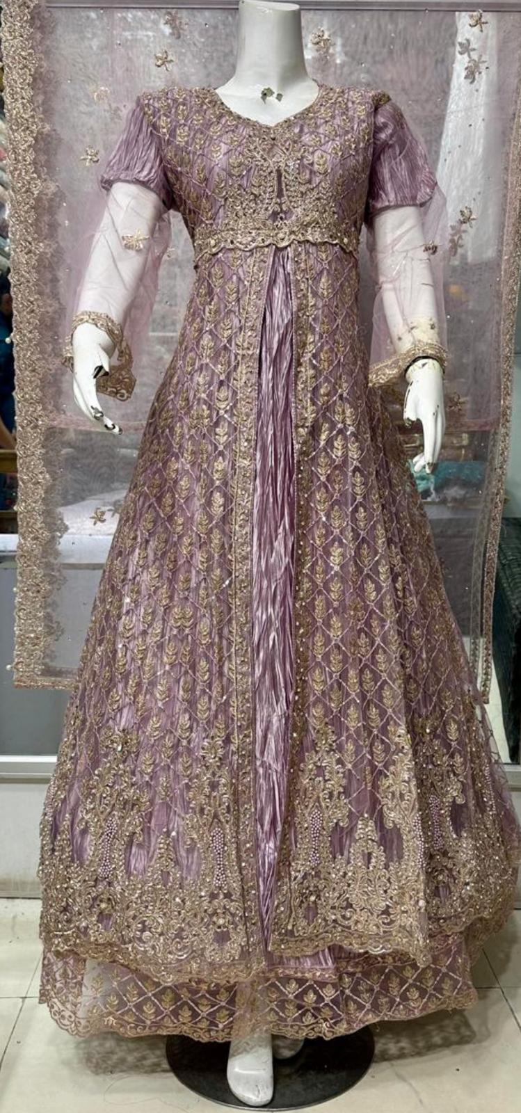 Luxury Double-Layer Embroidered Maxi Set with Matching Potli Bag & Free Gift – Timeless Elegance