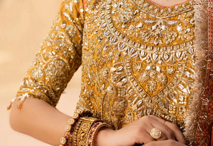 AIK Atelier (Inspired) – Heavy Embroidered 3 Piece Crushed Style Gharara Suit | Wedding Collection