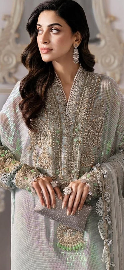 Maria B ( inspired) 3pcs beautiful heavy embroidered chiffon suit..