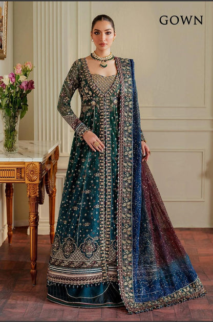 Baroque 3 pcs Chiffon Heavy Embroided Maxi comes with Sharara same as Model-“Please ensure the product is returned within 24 hours, unused and in original packaging.”