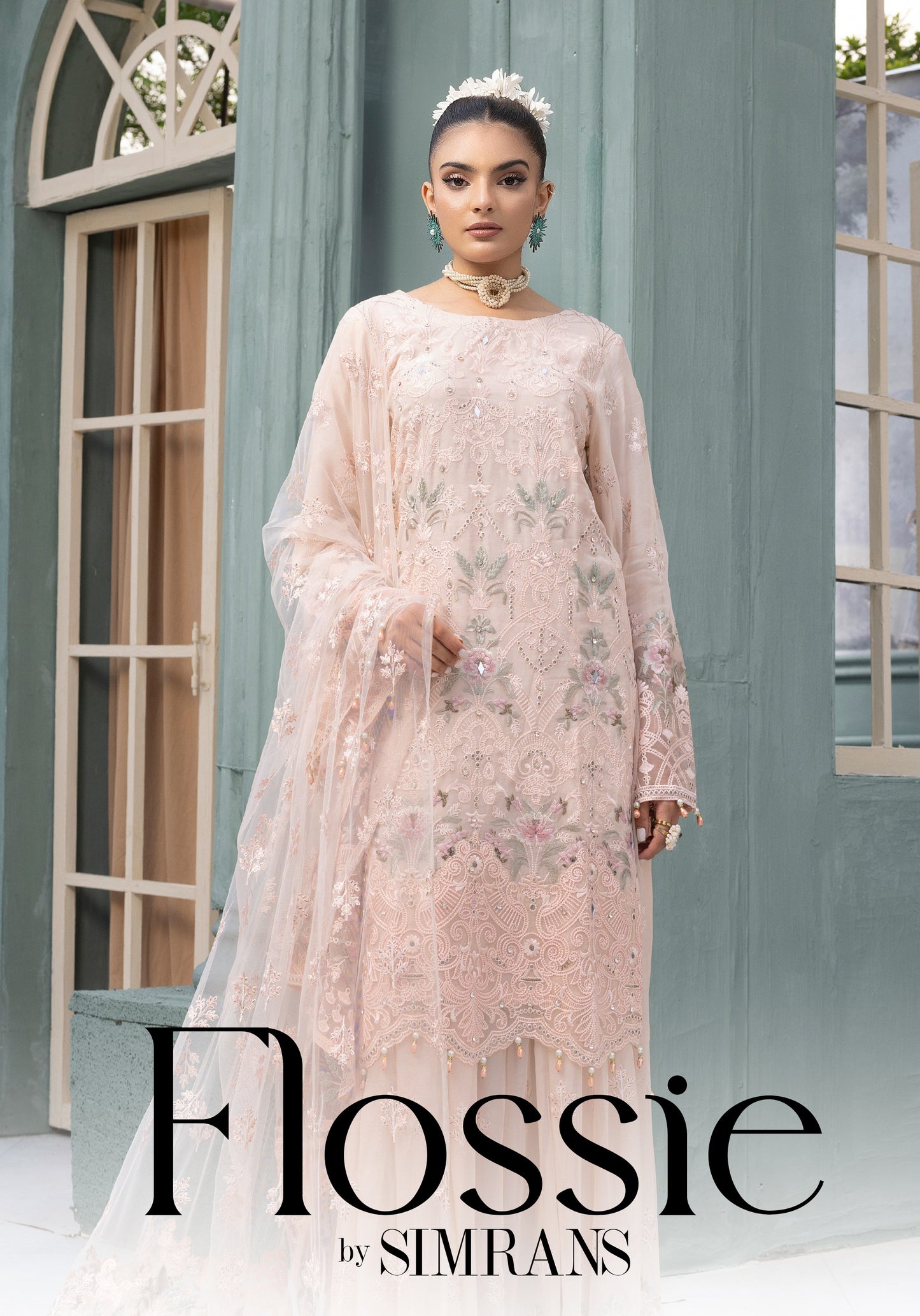 Flossie By Simran’s – 3 Piece Chiffon Embroidered Suit | Sizes S–2XL