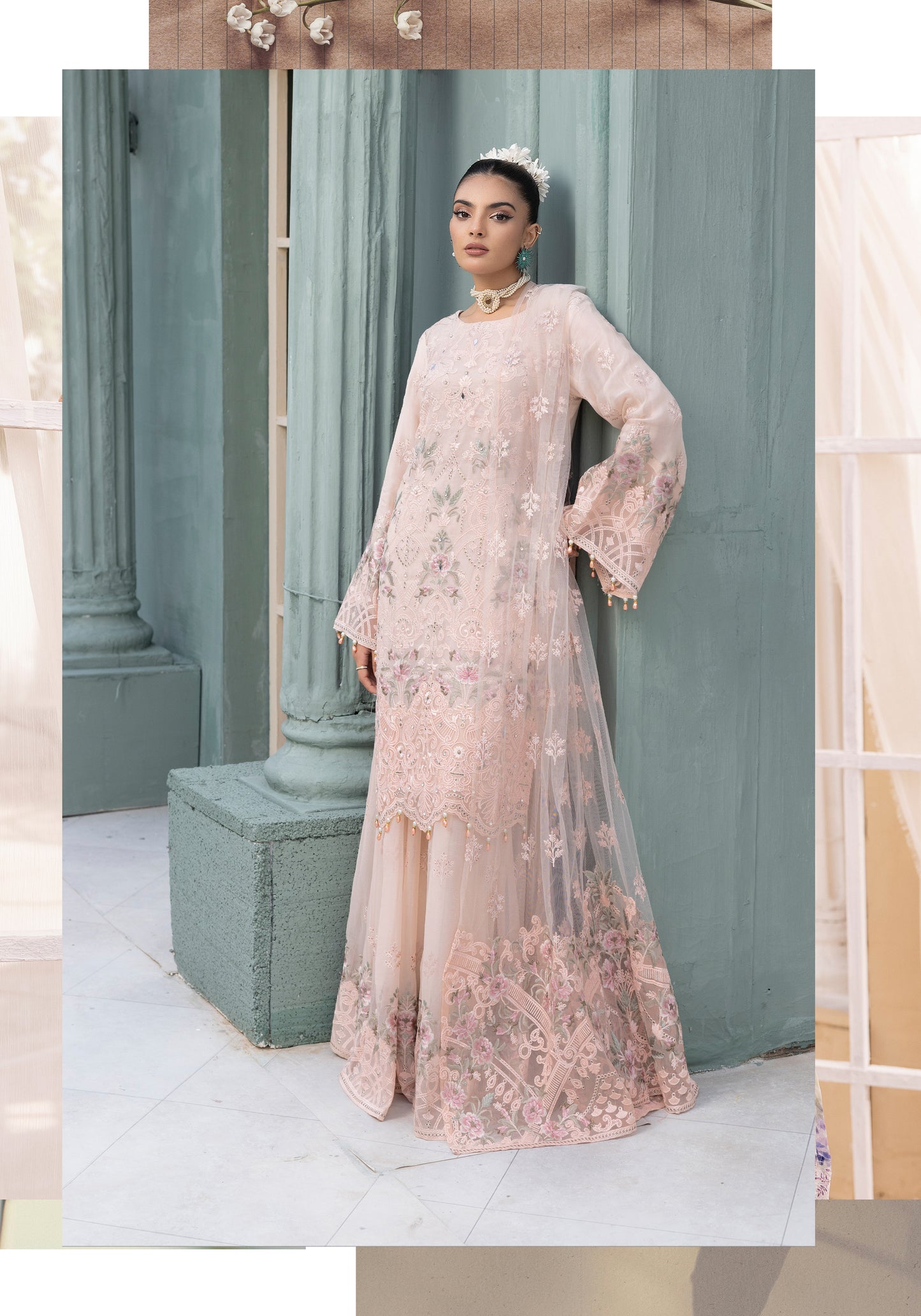 Flossie By Simran’s – 3 Piece Chiffon Embroidered Suit | Sizes S–2XL
